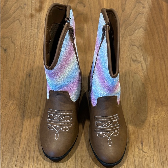 Kensie Girl Brown glitter 2 girls cowboy boots - Picture 2 of 5